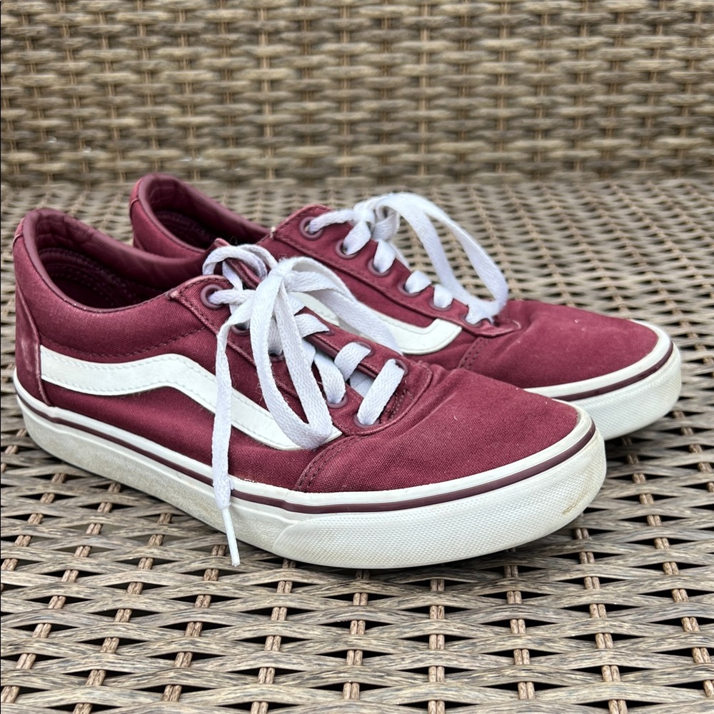 Vans Women's‎ Maroon Red and White Sneakers Size 7